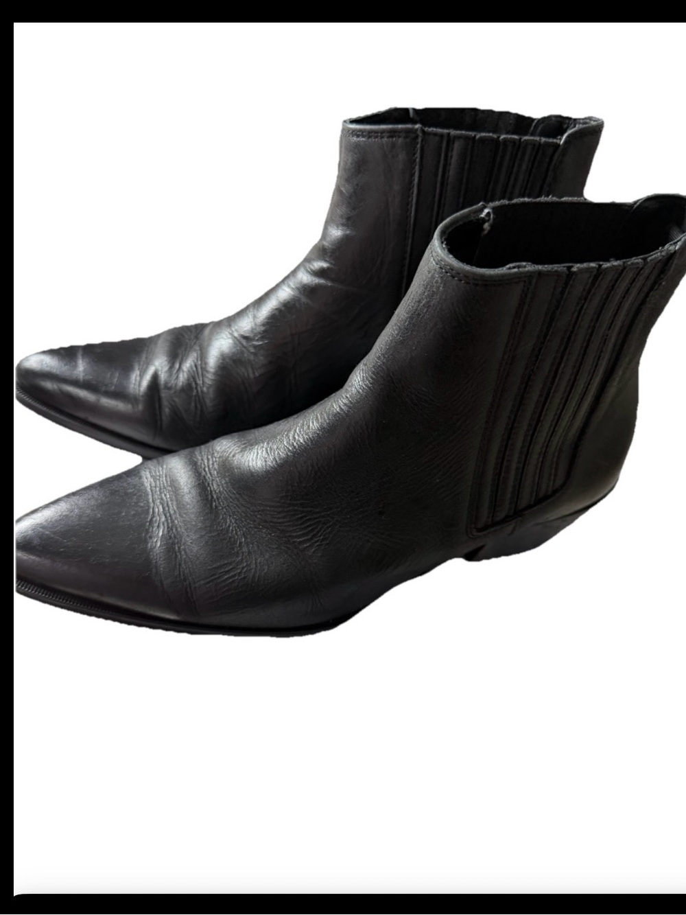 Zara Black Pointed-Toe Feau Leather Ankle Boots EU40 US 9.5 - Picture 7 of 12